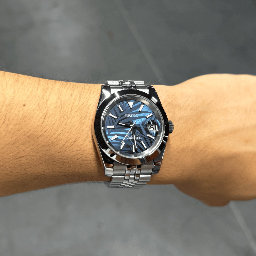 Seiko Datejust Palm Leaf Smooth Mod - Blue