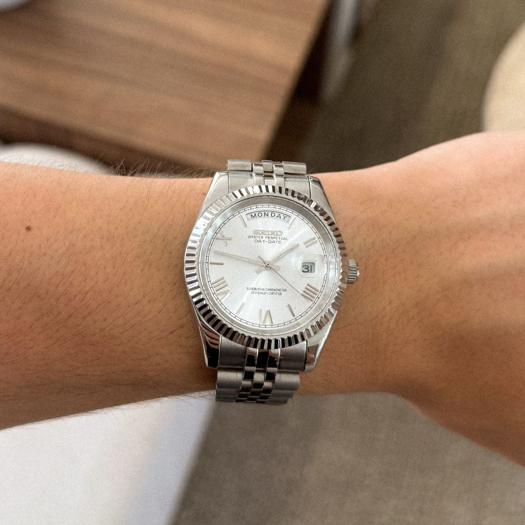 Seiko Day-Date Mod - White Roman
