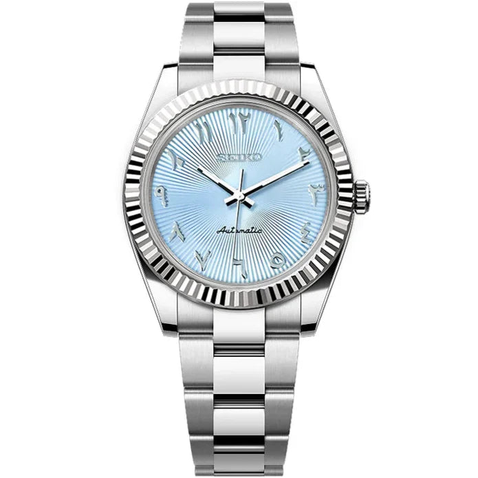 Seiko Datejust Textured Arabic Mod - Baby Blue