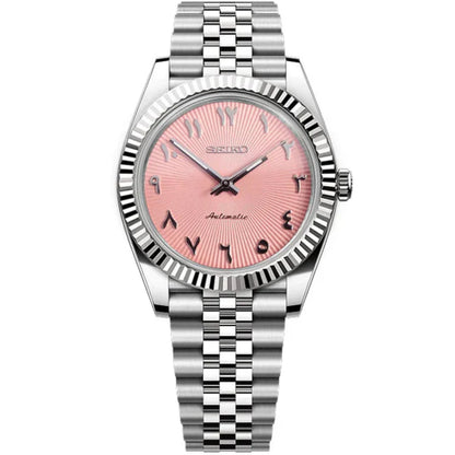 Seiko Datejust Textured Arabic Mod - Pink