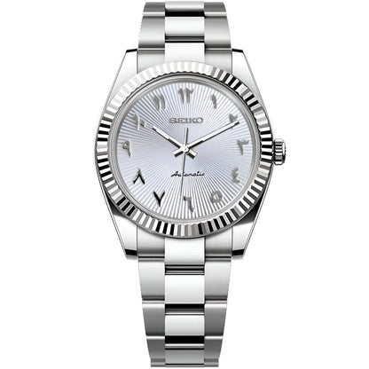 Seiko Datejust Textured Arabic Mod - White