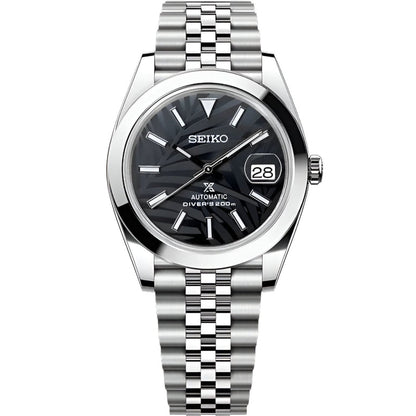 Seiko Datejust Palm Leaf Smooth Mod - Black
