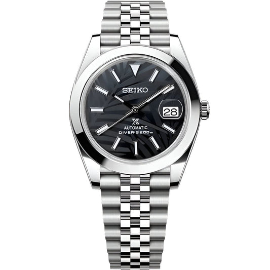 Seiko Datejust Palm Leaf Smooth Mod - Black