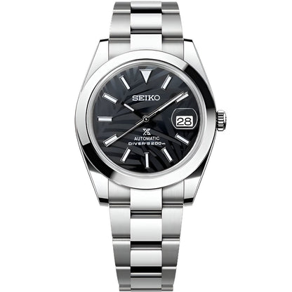 Seiko Datejust Palm Leaf Smooth Mod - Black