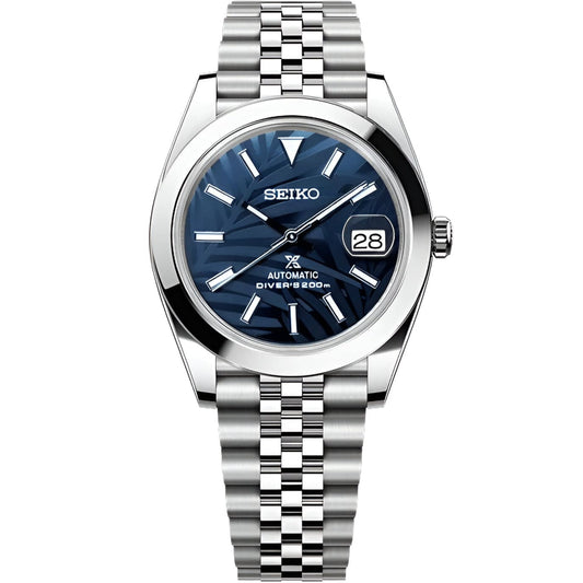 Seiko Datejust Palm Leaf Smooth Mod - Blue