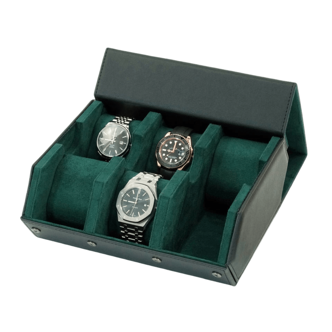 Hexagon Watch Box 6 slot - Black / Green