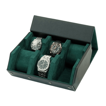 Hexagon Watch Box 6 slot - Black / Green