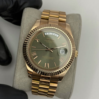 Seiko Day-Date Rose Gold Mod - Olive
