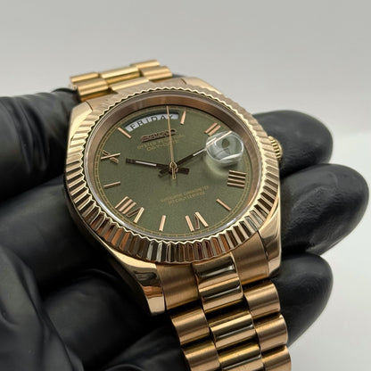 Seiko Day-Date Rose Gold Mod - Olive