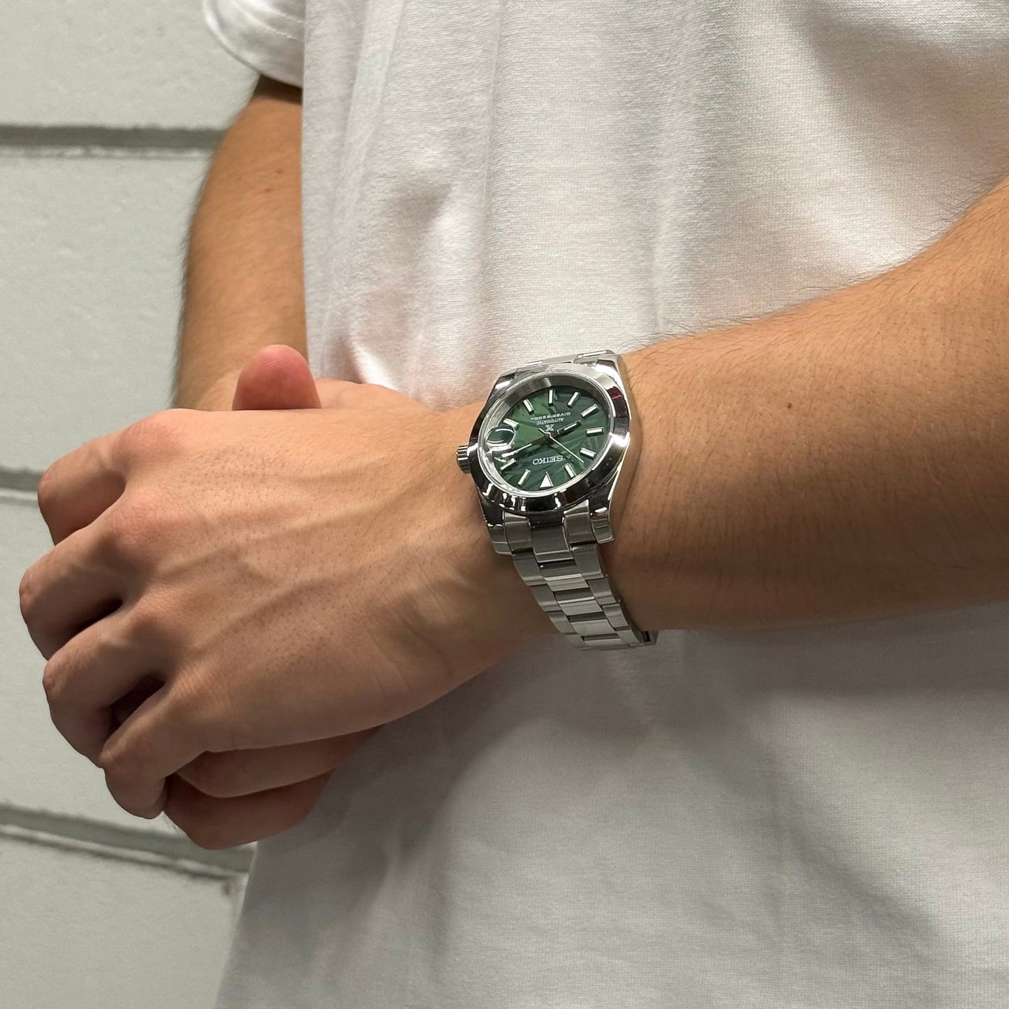 Seiko Datejust Palm Leaf Smooth Mod - Green