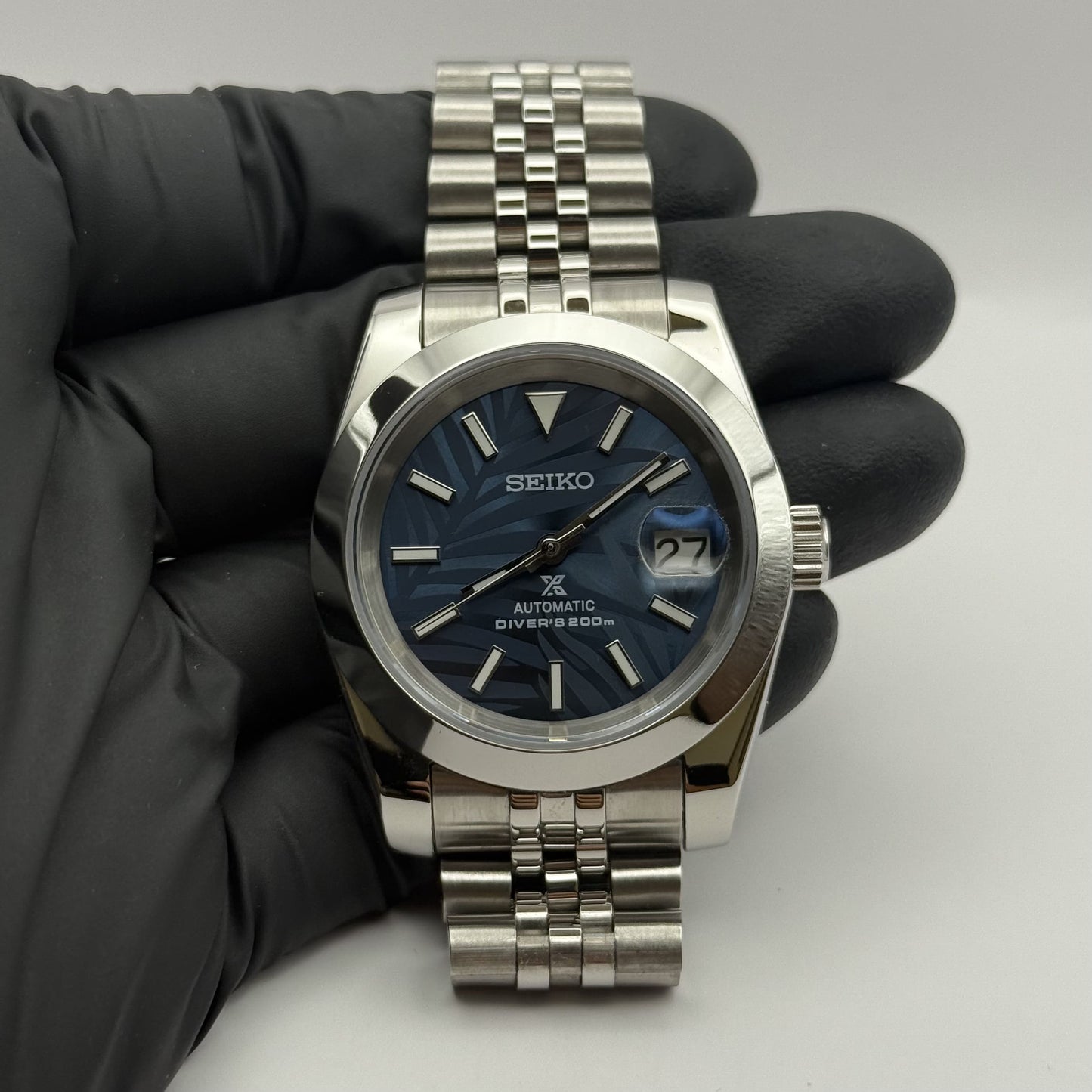 Seiko Datejust Palm Leaf Smooth Mod - Blue