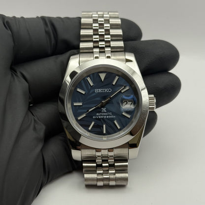Seiko Datejust Palm Leaf Smooth Mod - Blue