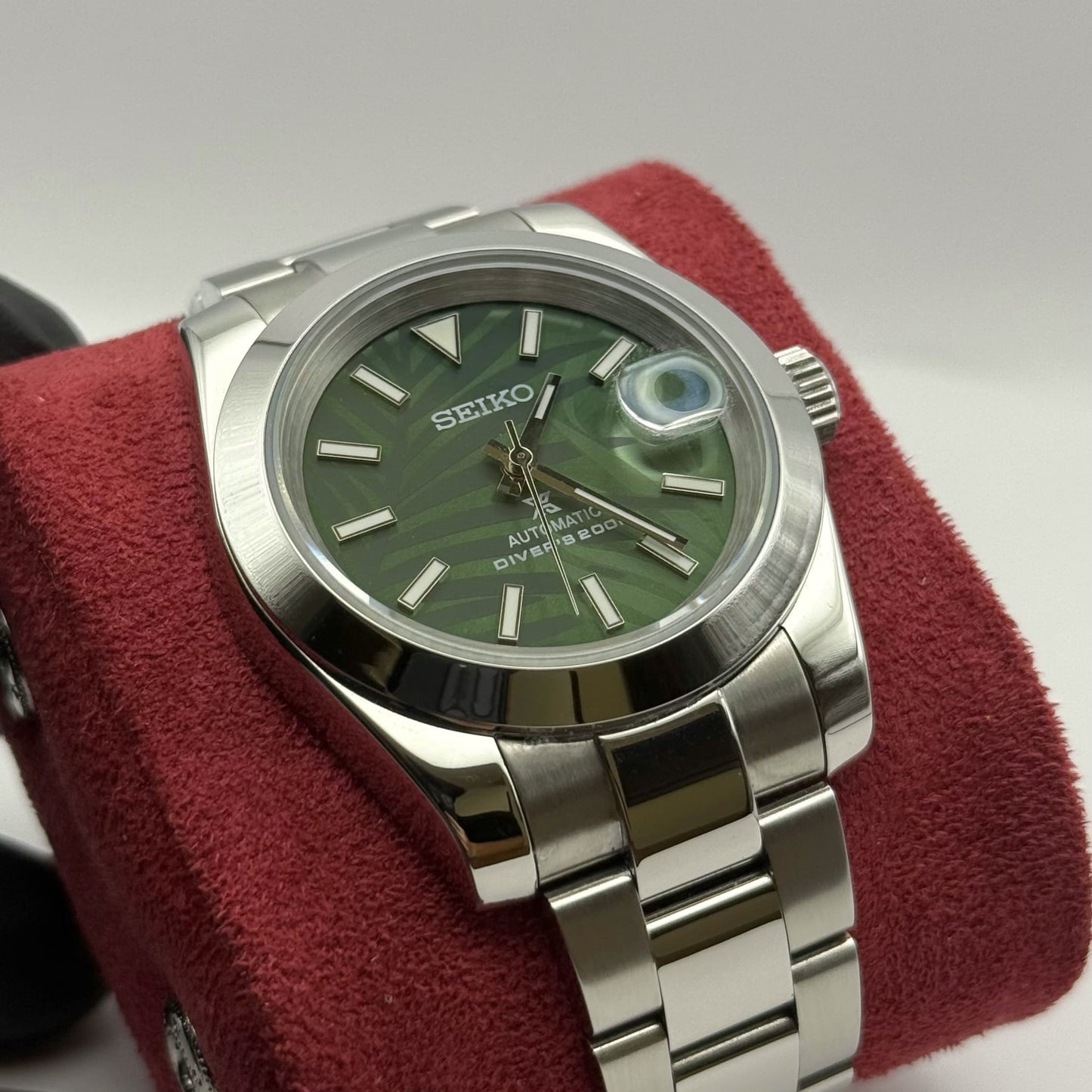 Seiko Datejust Palm Leaf Smooth Mod - Green