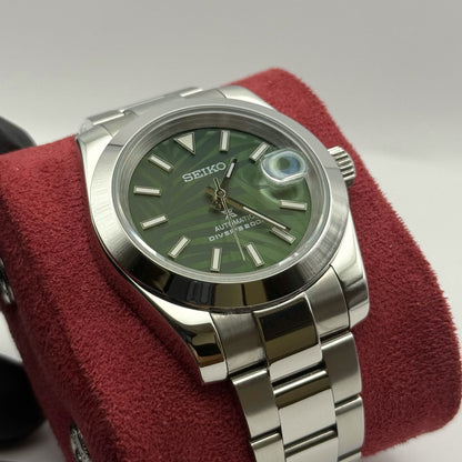 Seiko Datejust Palm Leaf Smooth Mod - Green