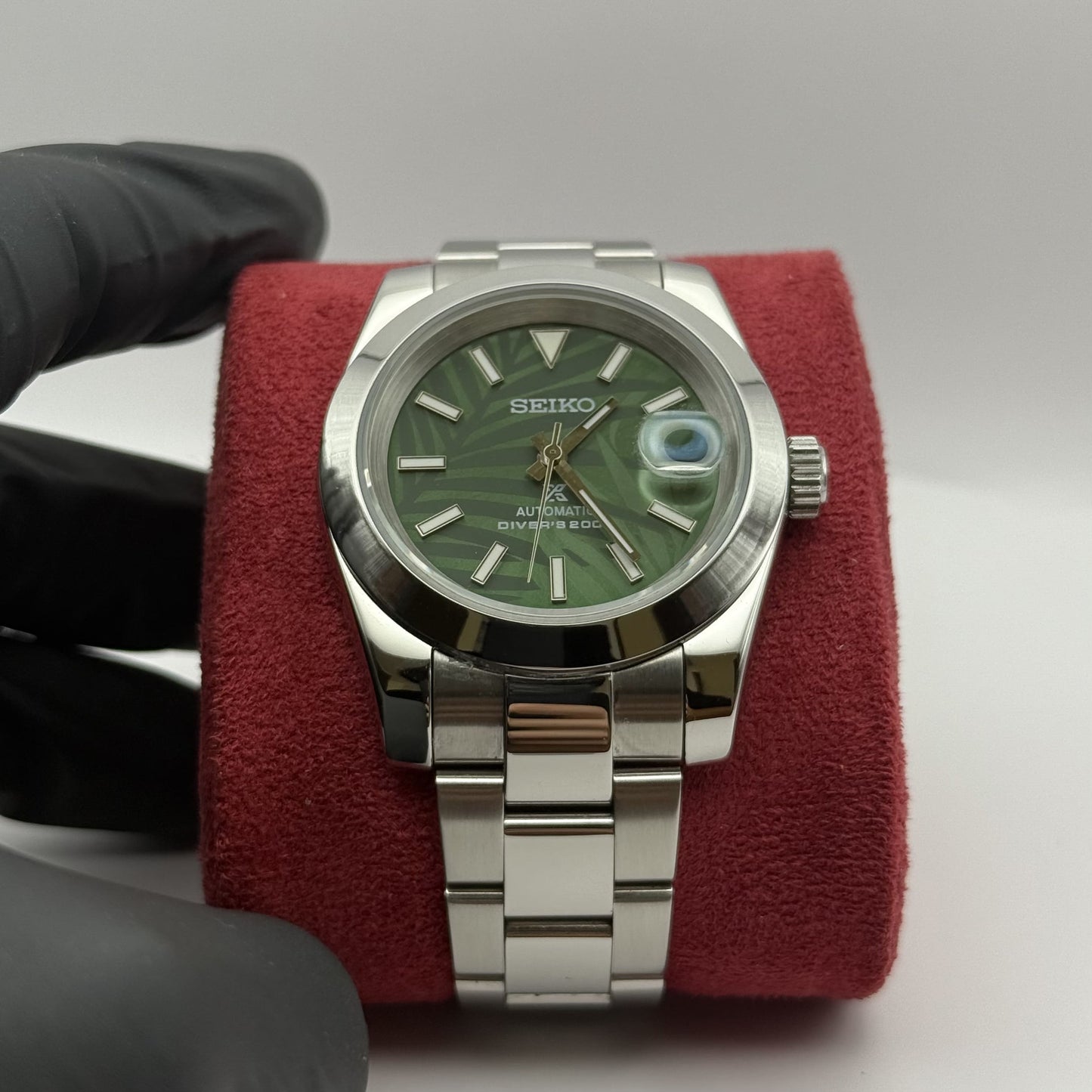 Seiko Datejust Palm Leaf Smooth Mod - Green