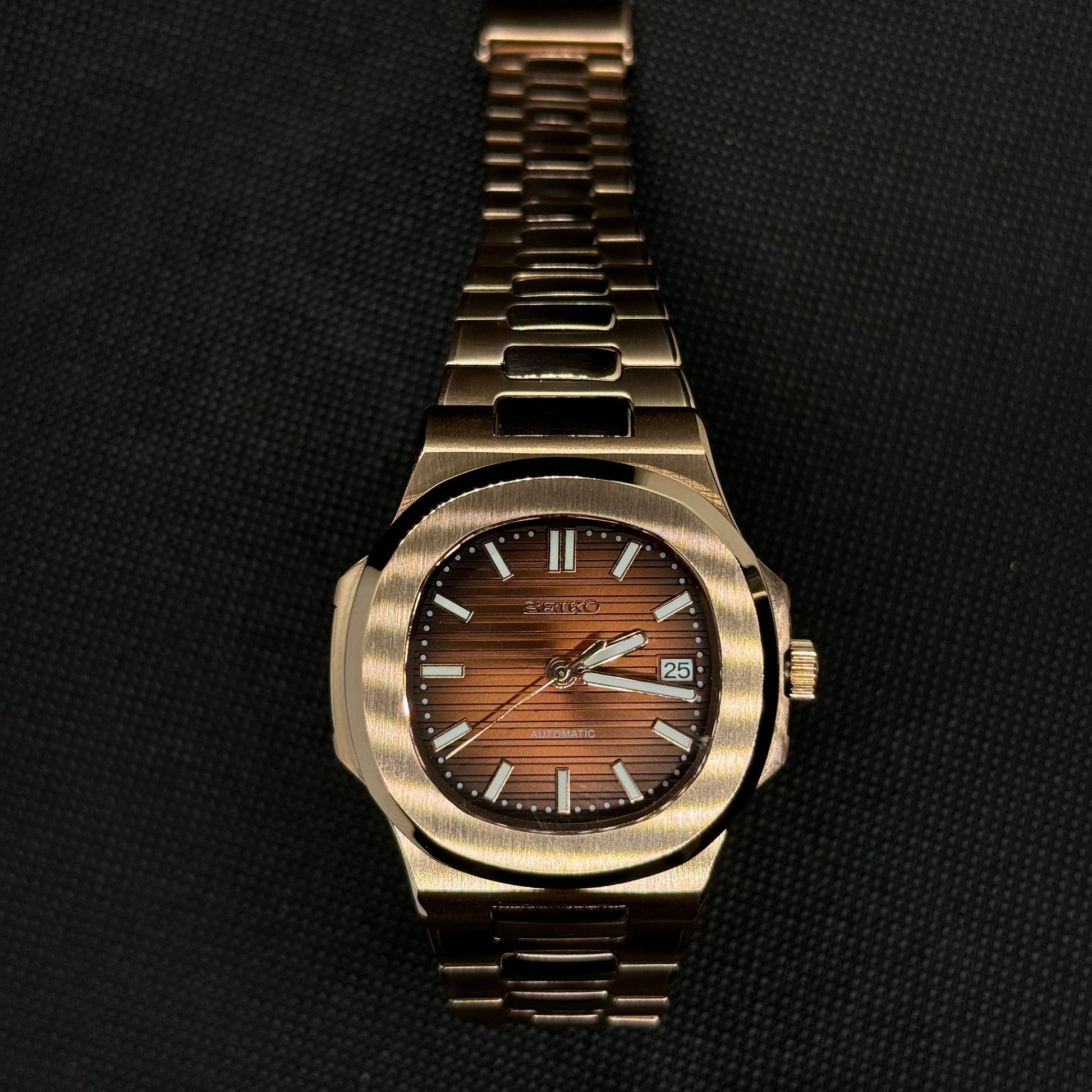 Seiko Nautilus Rose Gold Mod - Chocolate - Tempus Mods